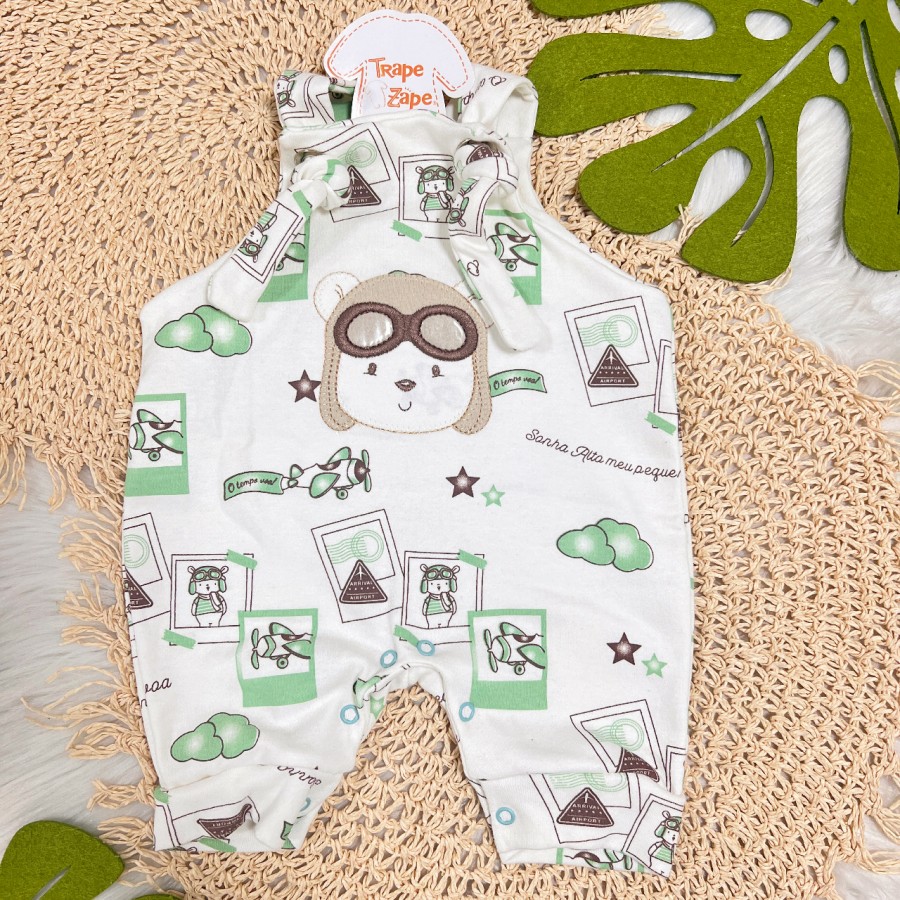  Jardineira Nózinho - Aviador - Verde e Off White